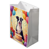 Wire Fox Terrier Birthday Celebration ミディアムペーパーバッグ (裏面アングル)