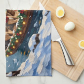 Wire Fox Terrier Christmas Boat Holiday キッチンタオル (四つ折り)