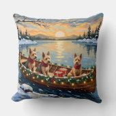 Wire Fox Terrier Christmas Boat Holiday クッション (正面)