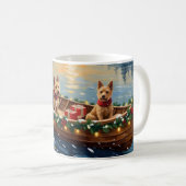 Wire Fox Terrier Christmas Boat Holiday コーヒーマグカップ (正面右)