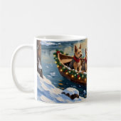 Wire Fox Terrier Christmas Boat Holiday コーヒーマグカップ (左)