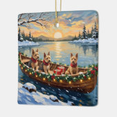 Wire Fox Terrier Christmas Boat Holiday セラミックオーナメント (左)