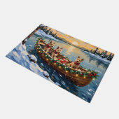 Wire Fox Terrier Christmas Boat Holiday ドアマット (アングル)