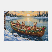 Wire Fox Terrier Christmas Boat Holiday ドアマット (正面)