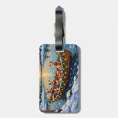 Wire Fox Terrier Christmas Boat Holiday ラゲッジタグ (裏面縦)