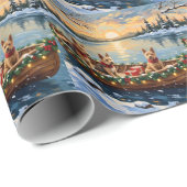 Wire Fox Terrier Christmas Boat Holiday ラッピングペーパー (ロールコーナー)