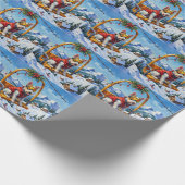 Wire Fox Terrier Christmas Ski Lift Adventure ラッピングペーパー (角)