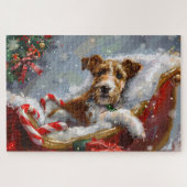 Wire Fox Terrier Dog Christmas Festive  ジグソーパズル (横)