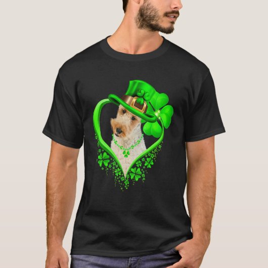 Wire Fox Terrier Dog St Patricks Day Lover Irish S Tシャツ (正面)