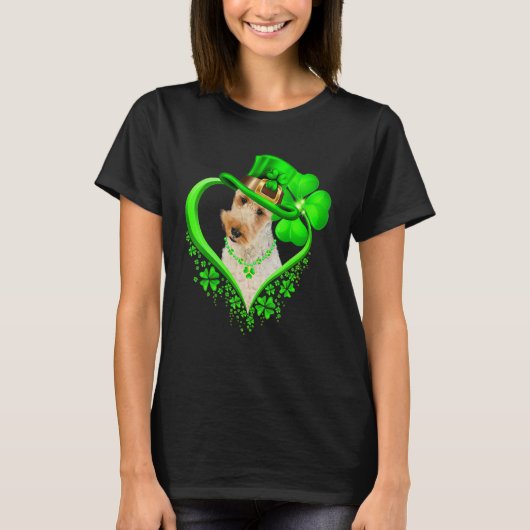 Wire Fox Terrier Dog St Patricks Day Lover Irish S Tシャツ (正面)