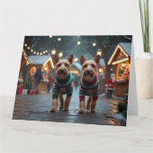 Wire Fox Terrier Dogs Christmas Snow Holiday カード (正面)