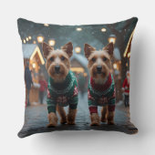 Wire Fox Terrier Dogs Christmas Snow Holiday クッション (裏面)