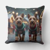 Wire Fox Terrier Dogs Christmas Snow Holiday クッション (正面)