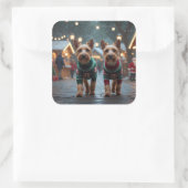 Wire Fox Terrier Dogs Christmas Snow Holiday スクエアシール (バッグ)