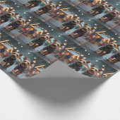 Wire Fox Terrier Dogs Christmas Snow Holiday ラッピングペーパー (角)