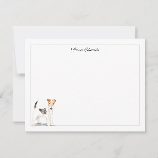 Wire Fox Terrier Gray Border Personalized ノートカード (正面)