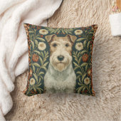 Wire Fox Terrier in William Morris Floral Style クッション (ブランケット)