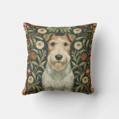 Wire Fox Terrier in William Morris Floral Style クッション (裏面)