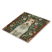 Wire Fox Terrier in William Morris Floral Style タイル (側面)