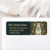 Wire Fox Terrier in William Morris Floral Style ラベル (インサイチュ)