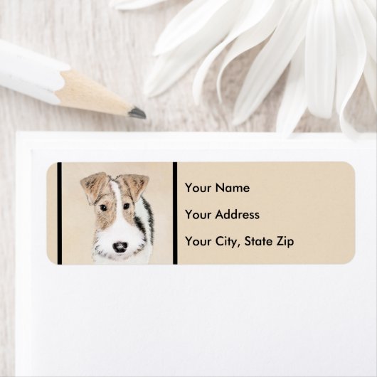 Wire Fox Terrier Painting - Cute Original Dog Art ラベル (インサイチュ)