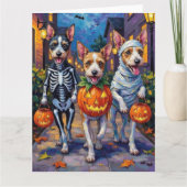Wire Fox Terrier Trick-or-Treating Halloween  カード (正面)