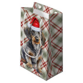 Wire Haired Dachshund Dog on Red Plaid Christmas スモールペーパーバッグ (正面アングル)