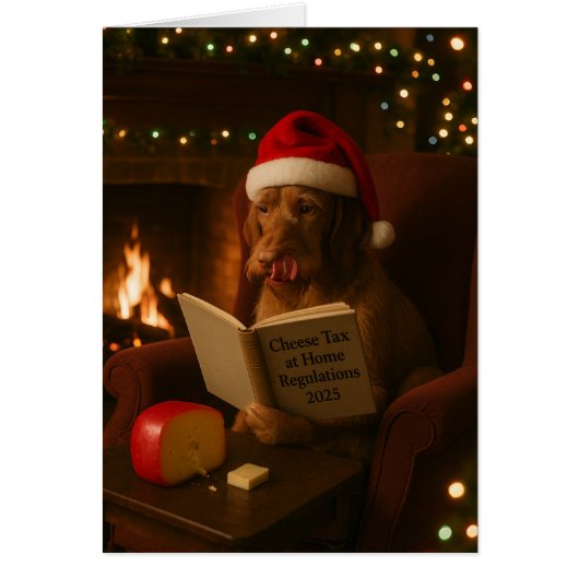 Wire haired Vizsla 'Cheese Tax' Christmas card (正面)