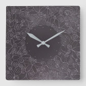 wire ornaments on black background スクエア壁時計 (正面)