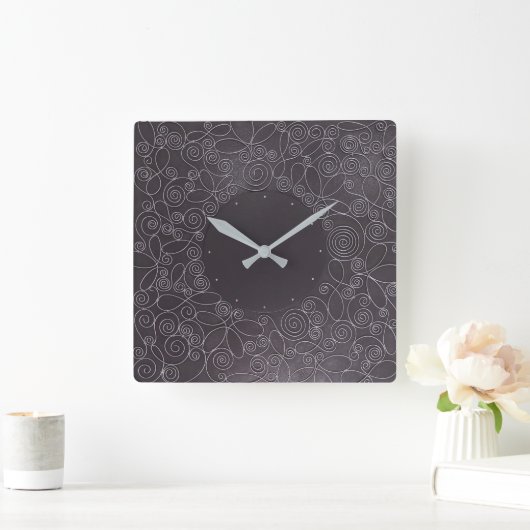 wire ornaments on black background スクエア壁時計 (ホーム)