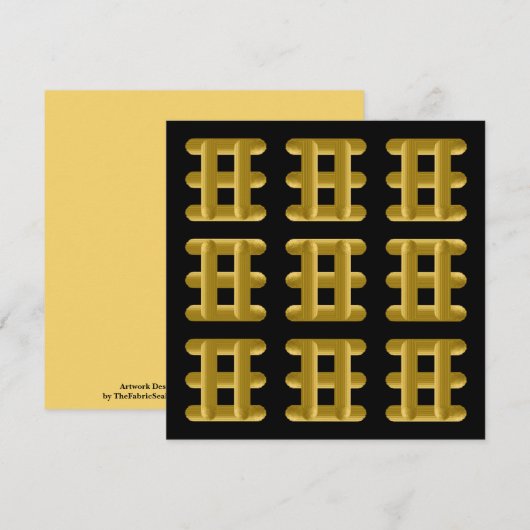 Wired Golden Cord Squared Pattern Gold On Black カード (正面/裏面)