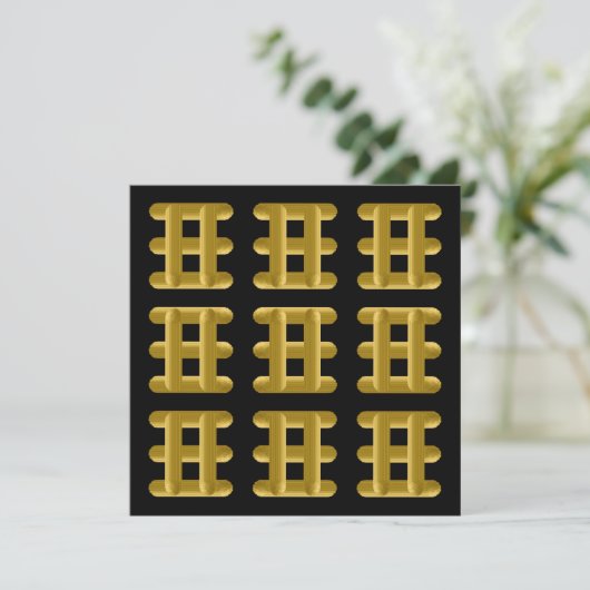 Wired Golden Cord Squared Pattern Gold On Black カード (スタンド正面)