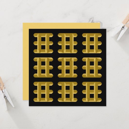 Wired Golden Cord Squared Pattern Gold On Black カード (正面/裏面インサイチュ)