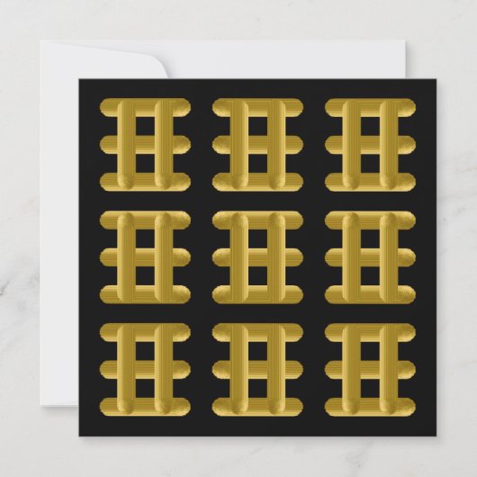 Wired Golden Cord Squared Pattern Gold On Black カード (正面)