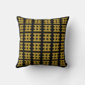 Wired Golden Cord Squared Pattern Gold On Black クッション (裏面)
