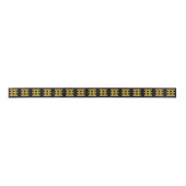 Wired Golden Cord Squared Pattern Gold On Black サテンリボン (正面)
