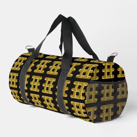 Wired Golden Cord Squared Pattern Gold On Black  ダッフルバッグ (右コーナー)