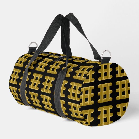 Wired Golden Cord Squared Pattern Gold On Black  ダッフルバッグ (左コーナー)