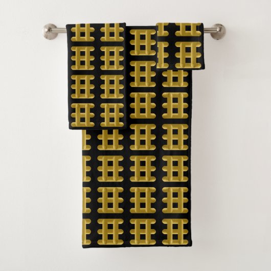 Wired Golden Cord Squared Pattern Gold On Black バスタオルセット (インサイチュ)