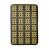 Wired Golden Cord Squared Pattern Gold On Black バスマット (正面縦)