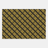 Wired Golden Cord Squared Pattern Gold On Black ラッピングペーパーシート (正面3)