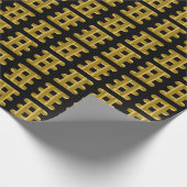 Wired Golden Cord Squared Pattern Gold On Black ラッピングペーパー (角)