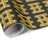 Wired Golden Cord Squared Pattern Gold On Black ラッピングペーパー (ロールコーナー)
