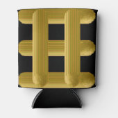 Wired Golden Cord Squared Pattern Gold On Black 缶クーラー (正面)