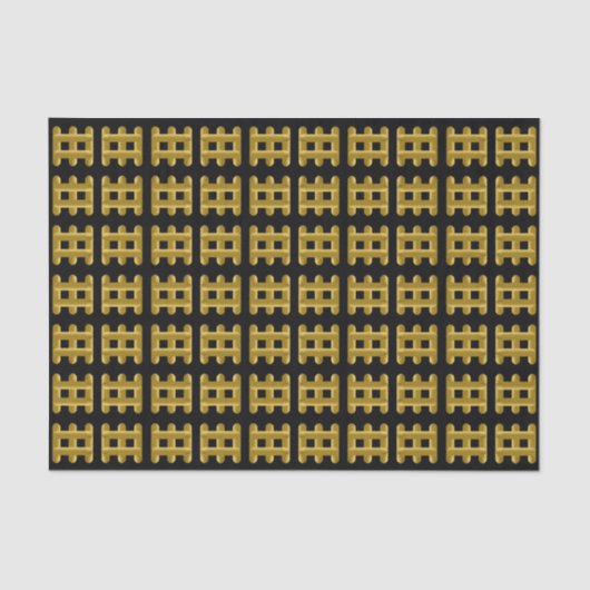 Wired Golden Cord Squared Pattern Gold On Black 薄葉紙 (正面)