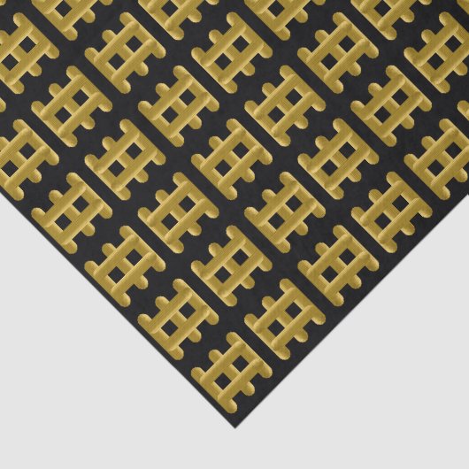 Wired Golden Cord Squared Pattern Gold On Black 薄葉紙 (詳細)