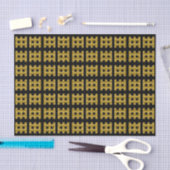 Wired Golden Cord Squared Pattern Gold On Black 薄葉紙 (クラフト)