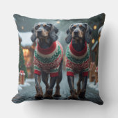 Wired Haired Pointing Griffon Dogs Christmas Snow  クッション (正面)