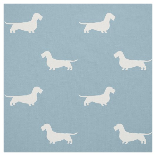 Wirefold Dachshund Dogシルエット模様（青） ファブリック (見本)