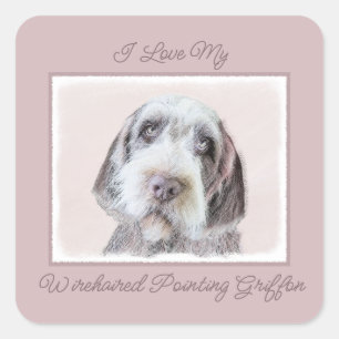 Wirefold Pointing Griffon'絵画s - Dog Art Squ スクエアシール